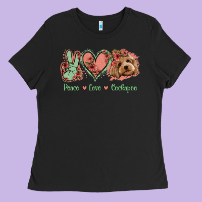 Peace Love Cockapoo Ladies Tee Designed By Jasminsmagicworld