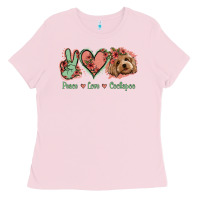 Bubblegum Pink Peace Love Cockapoo Ladies Tee - Jasminsmagicworld