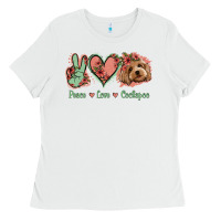 White Peace Love Cockapoo Ladies Tee - Jasminsmagicworld