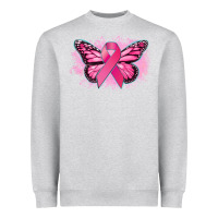 Heather Grey Cancer ribbon butterfly Cancer Awareness Heavyweight Sweatshirt - HowdyJamesFarm