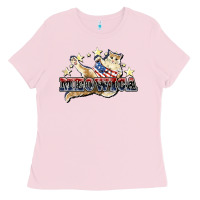 Bubblegum Pink meowica cat Ladies Tee - NancyCooperArtShop