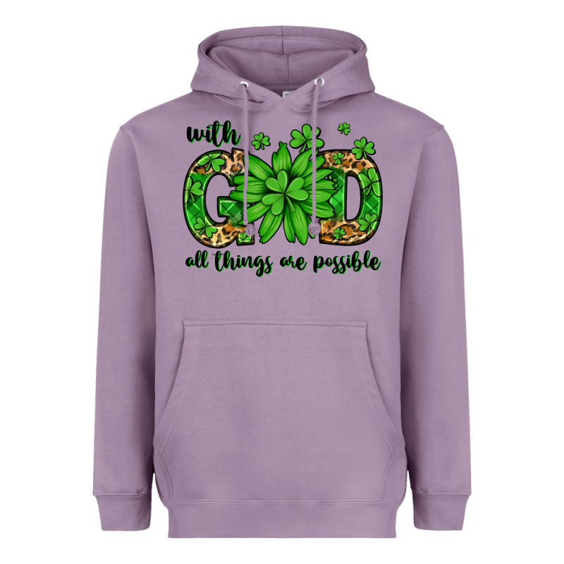 With God All Things Are Possible St. Patrick's Day Heavyweight Hoodie by LillyAllenDesigns | Teevron