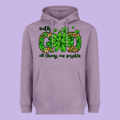 With God All Things Are Possible St. Patrick's Day Heavyweight Hoodie Designed By Lillyallendesigns