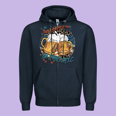 I'm Not Drunk I'm Patriotic Zipper Hoodie Designed By Fadigitalartstudio