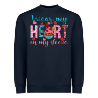 Navy I wear my heart on my sleeve Valentine's Day Heavyweight Sweatshirt - HowdyJamesFarm