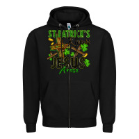 Black St. Patrick's knows Jesus arose Zipper Hoodie - FaDigitalArtStudio