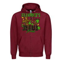 Burgundy St. Patrick's knows Jesus arose Zipper Hoodie - FaDigitalArtStudio