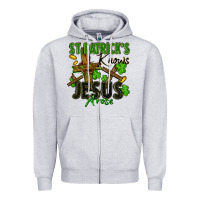 Heather Grey St. Patrick's knows Jesus arose Zipper Hoodie - FaDigitalArtStudio