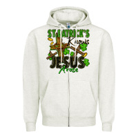 Oatmeal Heather St. Patrick's knows Jesus arose Zipper Hoodie - FaDigitalArtStudio
