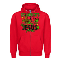 Red St. Patrick's knows Jesus arose Zipper Hoodie - FaDigitalArtStudio