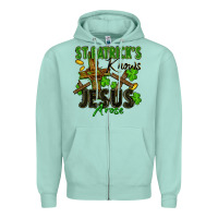 Seafoam St. Patrick's knows Jesus arose Zipper Hoodie - FaDigitalArtStudio