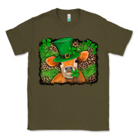 Army Green st patricks orange cow with leopard background Classic Tee - Jasminsmagicworld