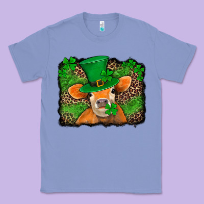 St Patricks Orange Cow With Leopard Background Classic Tee Designed By Jasminsmagicworld