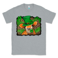Heather Grey st patricks orange cow with leopard background Classic Tee - Jasminsmagicworld
