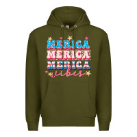 Army Green Merica vibes Premium Hoodie - FaDigitalArtStudio