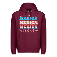 Burgundy Merica vibes Premium Hoodie - FaDigitalArtStudio