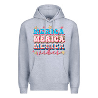 Heather Grey Merica vibes Premium Hoodie - FaDigitalArtStudio