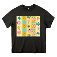 Asphalt retro daisy Heavy Core Tee - MaliasSmallBusiness