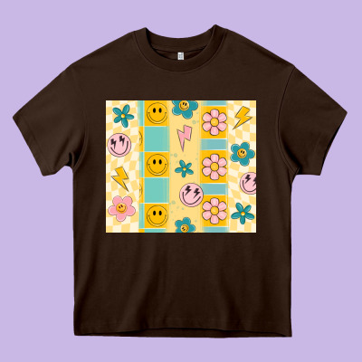 Retro Daisy Heavy Core Tee Designed By Maliassmallbusiness