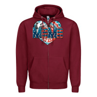 Burgundy American Mama heart Zipper Hoodie - FaDigitalArtStudio