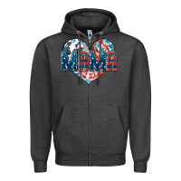 Charcoal Heather American Mama heart Zipper Hoodie - FaDigitalArtStudio