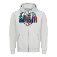 Dove Grey American Mama heart Zipper Hoodie - FaDigitalArtStudio