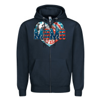 Navy American Mama heart Zipper Hoodie - FaDigitalArtStudio