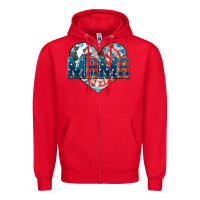 Red American Mama heart Zipper Hoodie - FaDigitalArtStudio