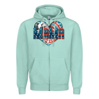 Seafoam American Mama heart Zipper Hoodie - FaDigitalArtStudio