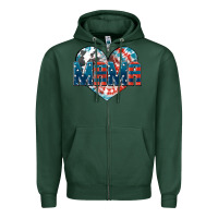 Sports Green American Mama heart Zipper Hoodie - FaDigitalArtStudio