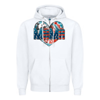 White American Mama heart Zipper Hoodie - FaDigitalArtStudio