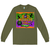Army Green Bad witch vibes Long Sleeve Tee - NancyCooperArtShop