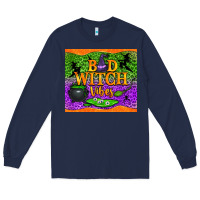 Navy Bad witch vibes Long Sleeve Tee - NancyCooperArtShop