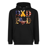 Black American Flag Dad Bod Heavyweight Hoodie - LillyAllenDesigns