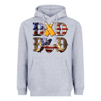 Heather Grey American Flag Dad Bod Heavyweight Hoodie - LillyAllenDesigns
