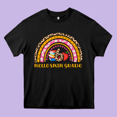 Back To School Rainbow Hello Sixth Grade Heavy Core Tee Designed By Adodesignshop