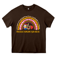 Chocolate Brown back to school rainbow hello sixth grade Heavy Core Tee - AdoDesignShop