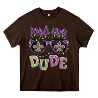 Chocolate Brown mardi gras dude Heavy Core Tee - MaliasSmallBusiness