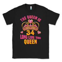 Black the queen is 34 long live the queen Classic Tee - Jasminsmagicworld