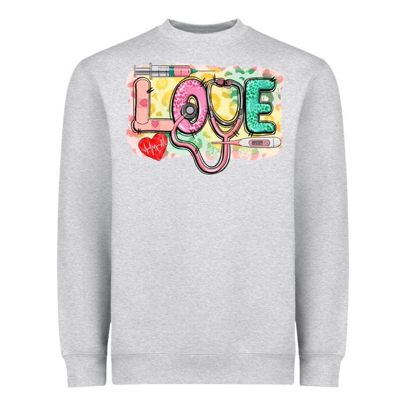 Love Nursing Leopard Background Heavyweight Sweatshirt by CowGirlArtShop | Teevron