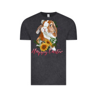 Vintage Black happy easter with bunny and sunflowers Vintage Tee - RanaPortraitStore
