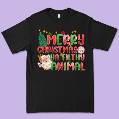 Merry Christmas Ya Filthy Animal Premium Tee Designed By Maliassmallbusiness
