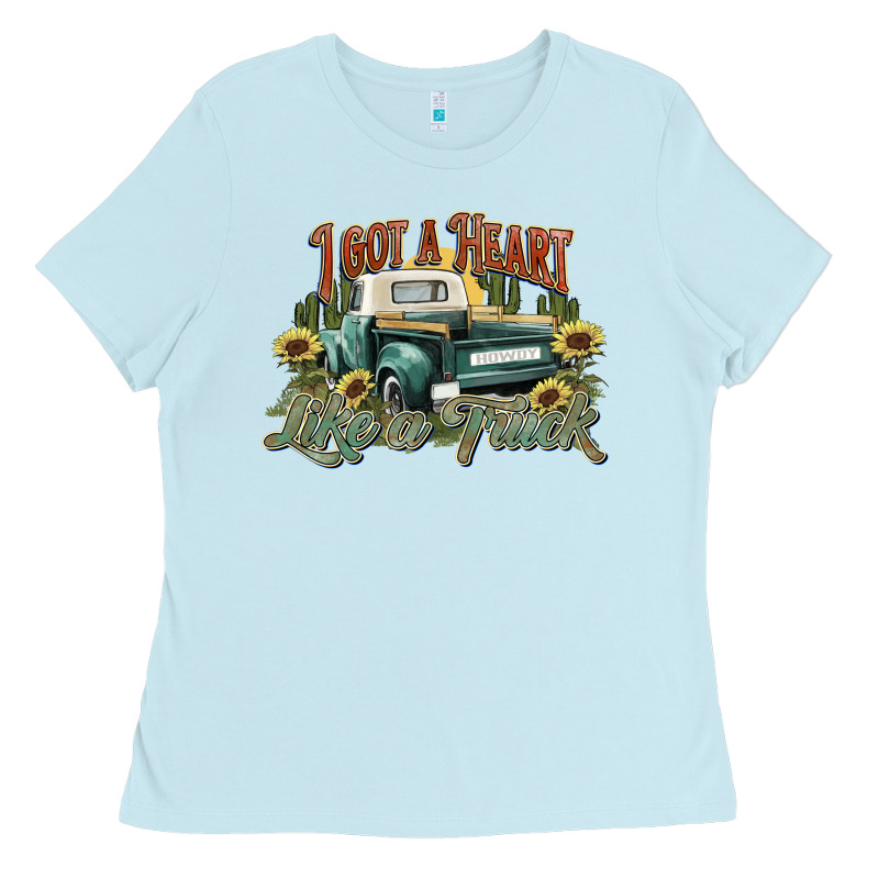 I Got A Heart Like A Truck Western Sunflower Ladies Tee by NancyCooperArtShop | Teevron