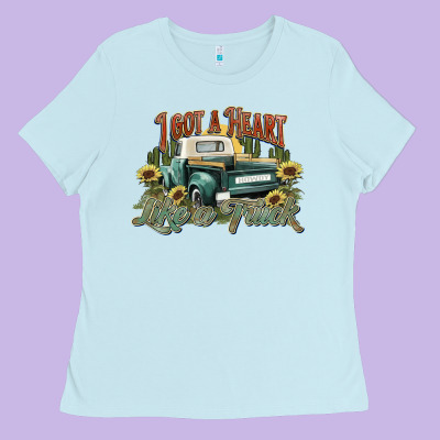 I Got A Heart Like A Truck Western Sunflower Ladies Tee Designed By Nancycooperartshop