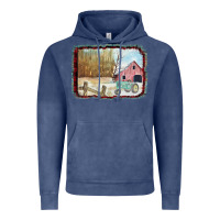 Vintage Denim Christmas Barn Tractor Snow Vintage Hoodie - Bettercallsaul