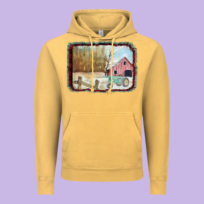 Christmas Barn Tractor Snow Vintage Hoodie Designed By Bettercallsaul