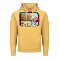 Vintage Mustard Christmas Barn Tractor Snow Vintage Hoodie - Bettercallsaul