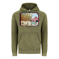 Vintage Olive Christmas Barn Tractor Snow Vintage Hoodie - Bettercallsaul