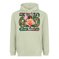 Matcha With god all things are possible leopard frame Heavyweight Hoodie - LillyAllenDesigns