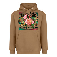 Toasted Coconut With god all things are possible leopard frame Heavyweight Hoodie - LillyAllenDesigns